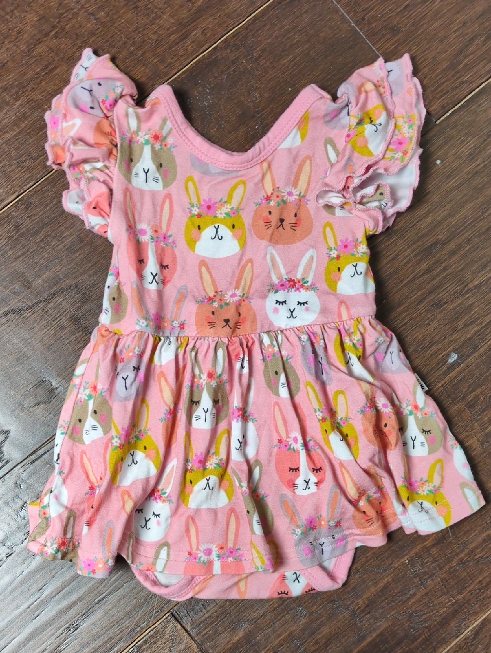 Little Sleepies Boho Bunnies Flutter Skater Dress with Bodysuit Size 0-3 Months